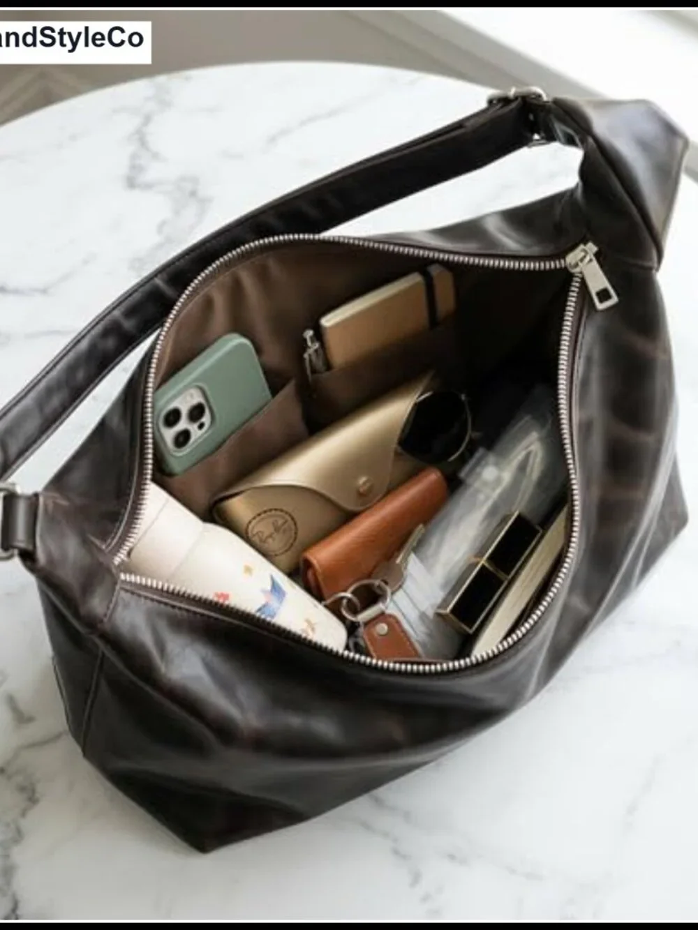PU Leather Hobo Tote Bag Adjustable Strap Crossbody Shoulder Handbag
